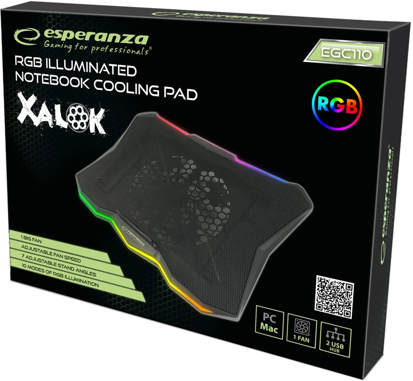 Esperanza EGC110 laptop cooling pad 43.2 cm (17") 800 RPM Juodas