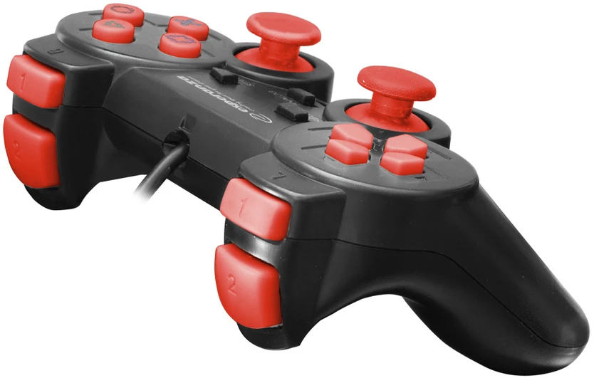 Gamepad Esperanza EGG106R (PC, PS2, PS3, juodos spalvos, red color)