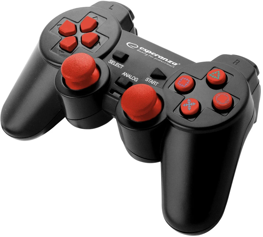 Gamepad Esperanza EGG106R (PC, PS2, PS3, juodos spalvos, red color)