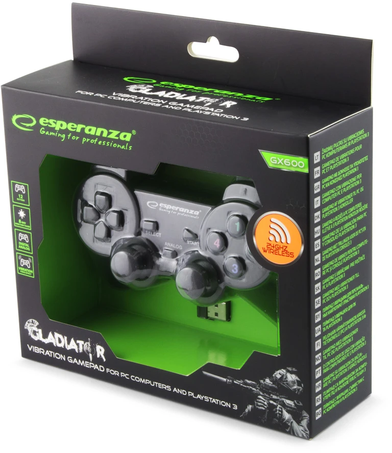 Bevielis ŽAIDIMŲ PULTAS SU VIBRACIJOMIS ESPERANZA EGG108K GLADIATOR PC / PS3