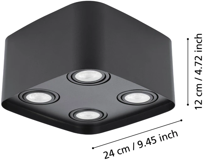 „Eglo“ – „Caminales-Z“ išmanusis lubinis šviestuvas – juodas – 24 x 24 cm – RGB + reguliuojama balta spalva – „Zigbee“ ir „Bluetooth“