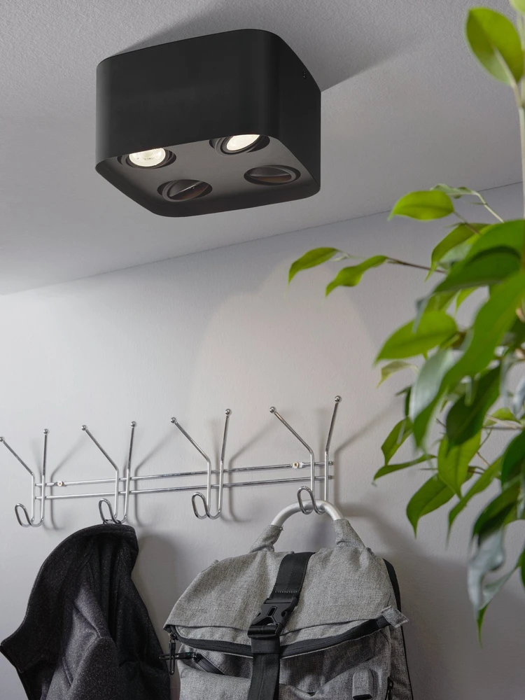 „Eglo“ – „Caminales-Z“ išmanusis lubinis šviestuvas – juodas – 24 x 24 cm – RGB + reguliuojama balta spalva – „Zigbee“ ir „Bluetooth“