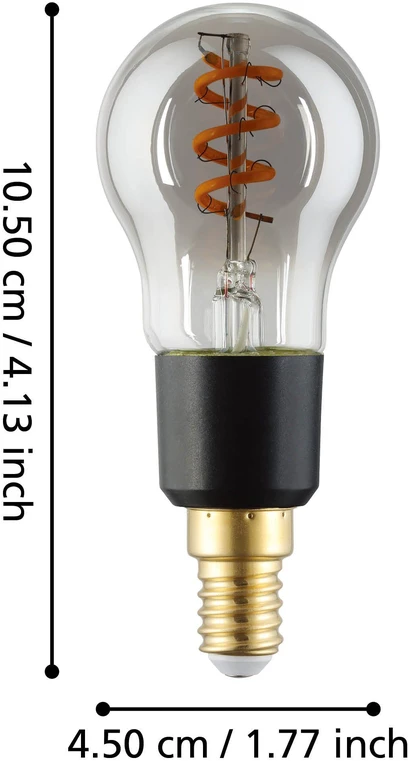 „Eglo“ – E14 P45 spiralinė išmanioji lemputė – dūminio stiklo, šiltai balta, su „Zigbee“ ir „Bluetooth“
