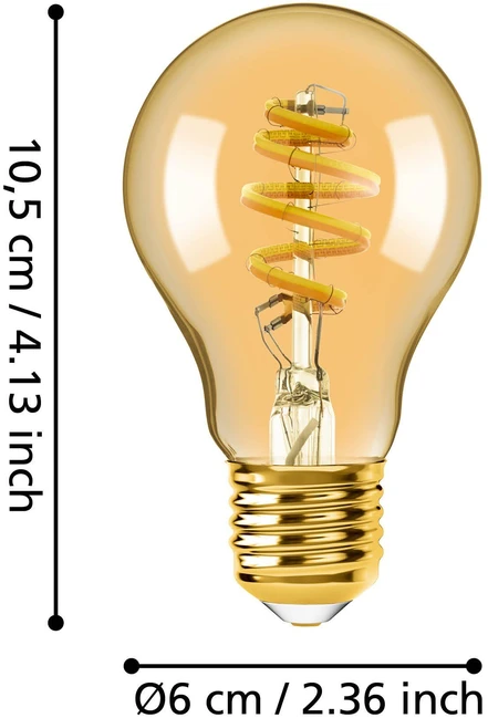 „Eglo“ – E27 A60 spiralinė gintaro spalvos išmanioji lemputė su „Zigbee“ ir „Bluetooth“