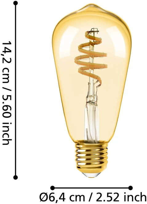 „Eglo“ – E27 ST64 spiralinė geltona – išmanioji lemputė su „Zigbee“ ir „Bluetooth“