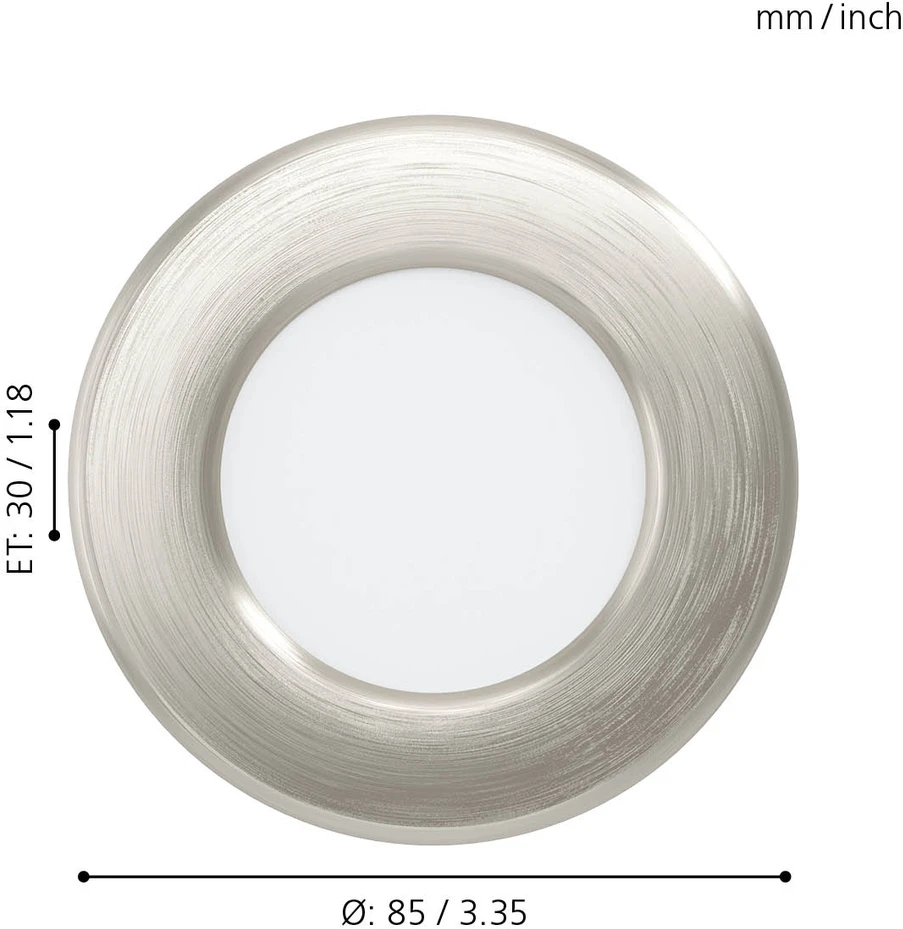 Eglo - FUEVA 5 įleidžiamas LED prožektorius Ø86 mm – šlifuoto plieno