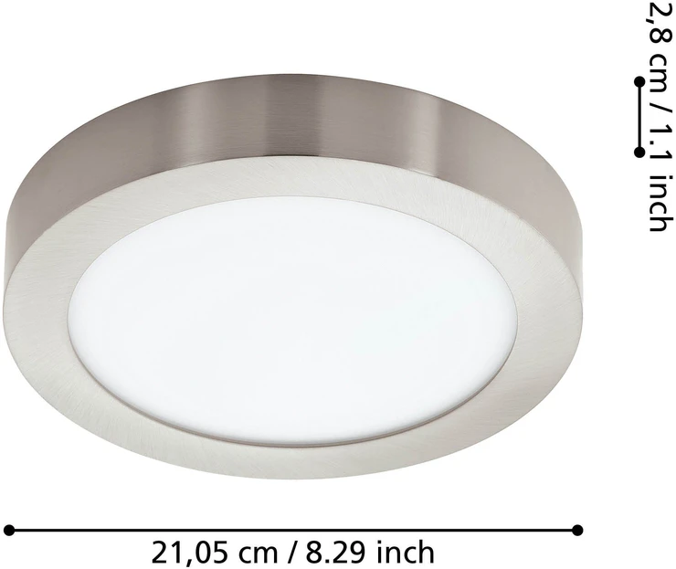 „Eglo Fueva-Z“ išmanusis lubinis šviestuvas Ø21 – šlifuoto plieno su „Zigbee“ ir „Bluetooth“