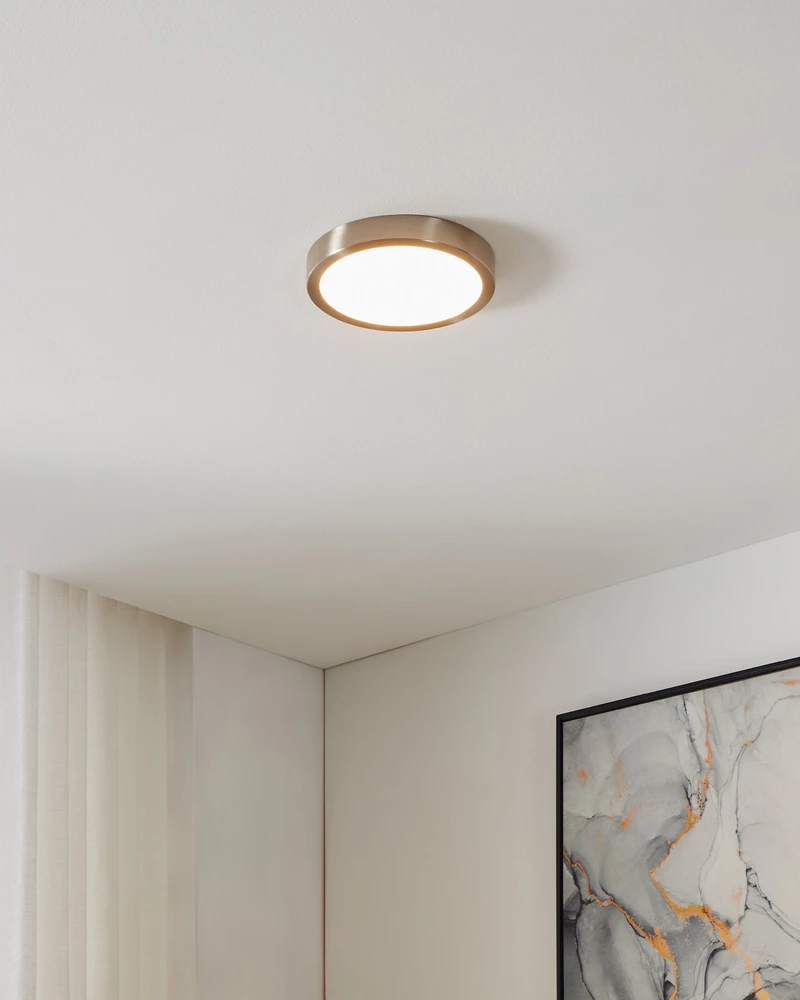 „Eglo Fueva-Z“ išmanusis lubinis šviestuvas Ø21 – šlifuoto plieno su „Zigbee“ ir „Bluetooth“