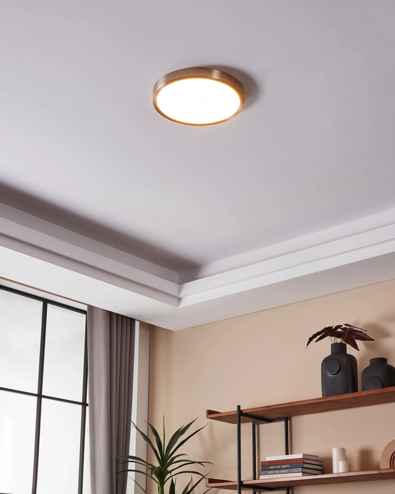 „Eglo Fueva-Z“ išmanusis lubinis šviestuvas Ø28,5 – šlifuoto plieno – „Zigbee“ ir „Bluetooth“