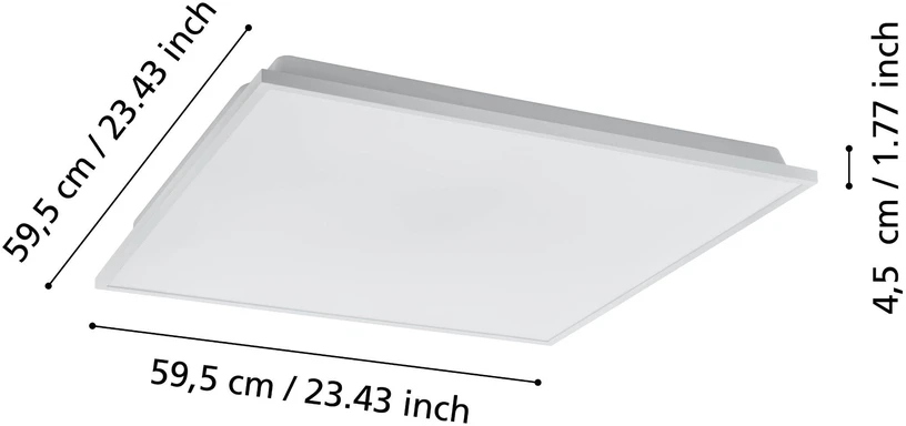 EGLO – „Herora-Z“ išmanusis lubinis šviestuvas – baltas – 59,5 x 59,5 cm – reguliuojamo baltumo – „Zigbee“ ir „Bluetooth“