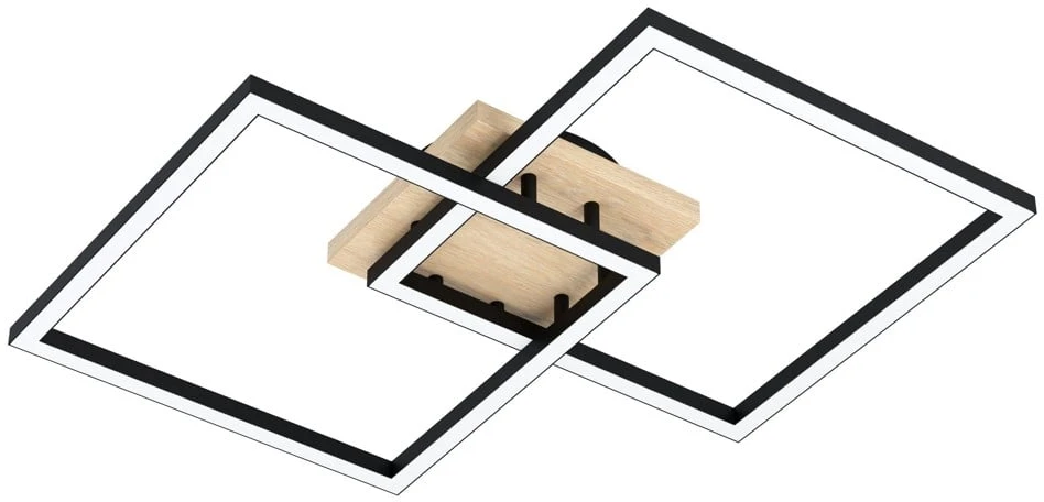 „Eglo“ – „Lomaltas-Z“ išmanusis lubinis šviestuvas – juodas ir ąžuolinis – 49,5 x 77 cm – reguliuojamo baltumo – „Zigbee“ ir „Bluetooth“