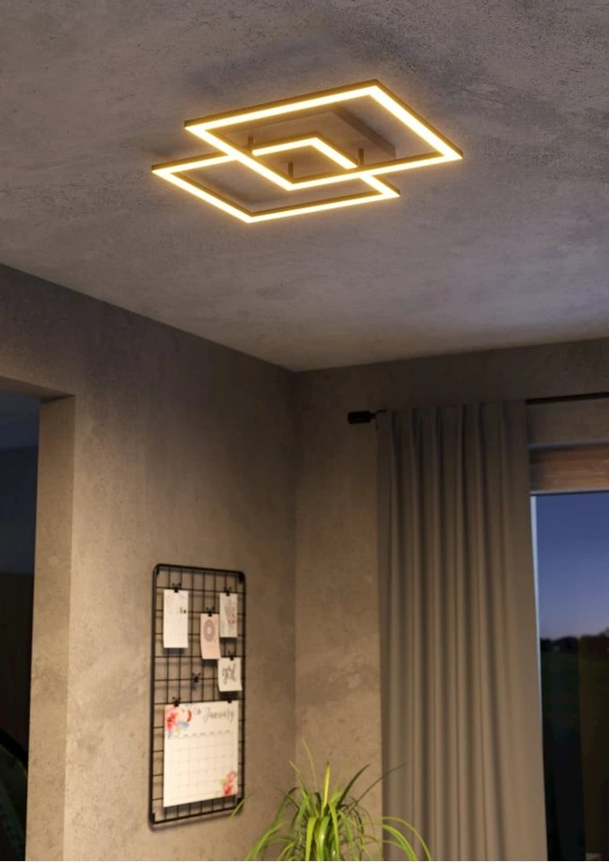 „Eglo“ – „Lomaltas-Z“ išmanusis lubinis šviestuvas – juodas ir ąžuolinis – 49,5 x 77 cm – reguliuojamo baltumo – „Zigbee“ ir „Bluetooth“