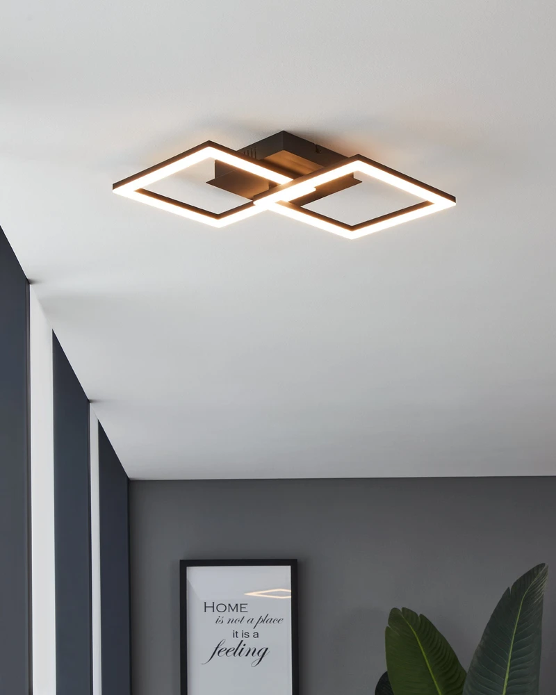 „Eglo“ – „Paranday-Z“ išmanusis lubinis šviestuvas – juodas, 52,5 x 31 cm, su „Zigbee“ ir „Bluetooth“