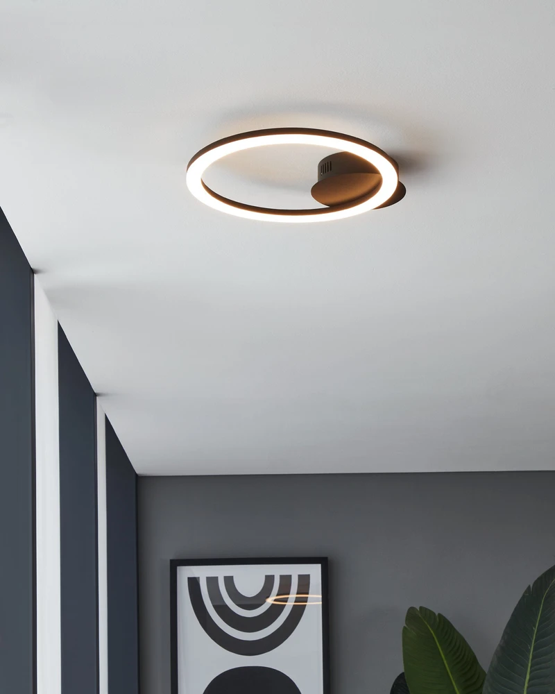 „Eglo“ – „Paranday-Z“ išmanusis lubinis šviestuvas – juodas apvalus – reguliuojama balta spalva – „Zigbee“/„Bluetooth“ – 34 x 30 cm