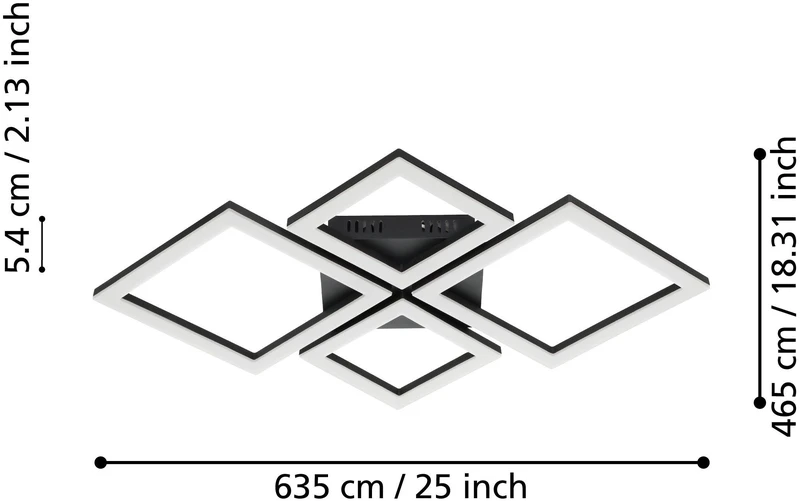 „Eglo“ – „Paranday-Z“ išmanusis lubinis šviestuvas – juodas (47 x 43 cm) – „Zigbee“ ir „Bluetooth“