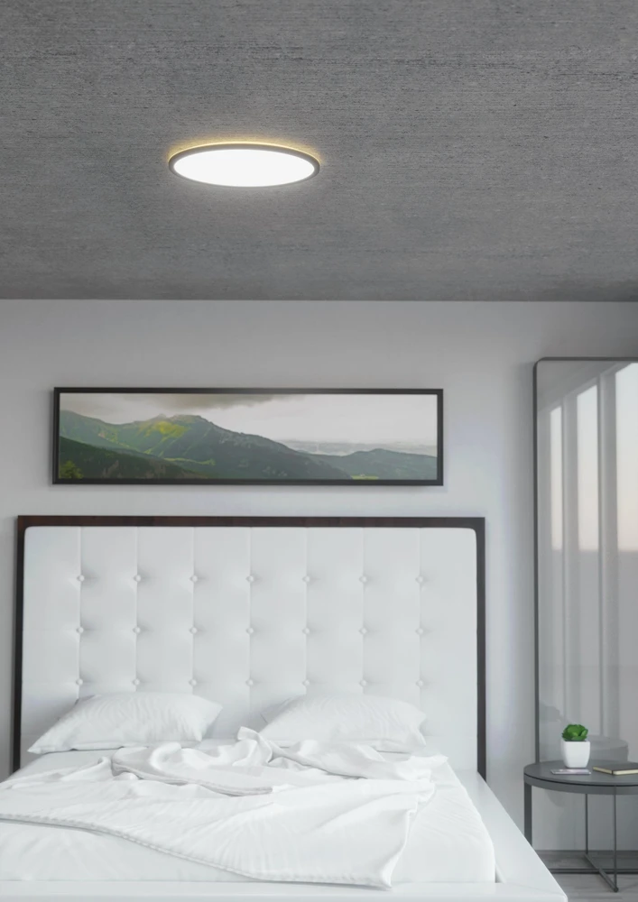 „Eglo Rovito-Z“ išmanusis lubinis šviestuvas – juodas – Ø42 cm – RGB + reguliuojama balta spalva – „Zigbee“ ir „Bluetooth“