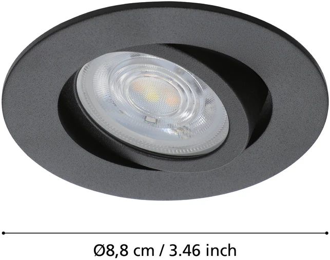 „Eglo“ – „Saliceto-Z“ išmanusis įleidžiamas šviestuvas Ø 8,8 cm – juodas, RGB + reguliuojamo baltumo, „Zigbee“ ir „Bluetooth“