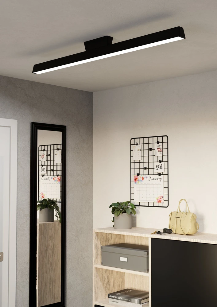 EGLO Simolaris-Z išmanusis lubinis šviestuvas – 122 cm – RGB + TW – Zigbee ir Bluetooth – juodas