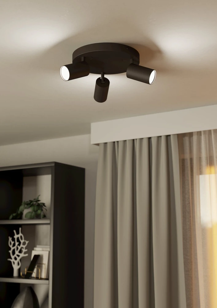 EGLO – „Telimbela-Z“ išmanusis prožektorius su apvaliu dangteliu – juodas – RGB + reguliuojama balta spalva – „Zigbee“ ir „Bluetooth“