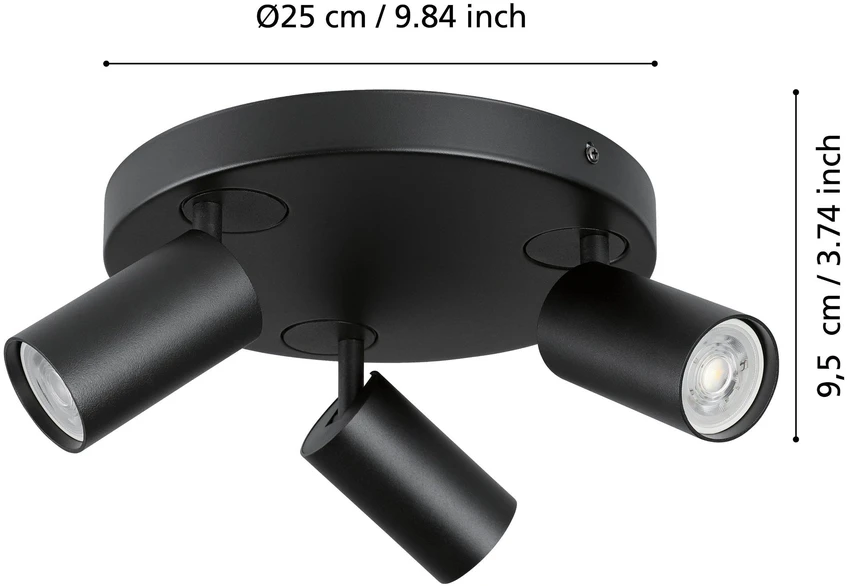 EGLO – „Telimbela-Z“ išmanusis prožektorius su apvaliu dangteliu – juodas – RGB + reguliuojama balta spalva – „Zigbee“ ir „Bluetooth“