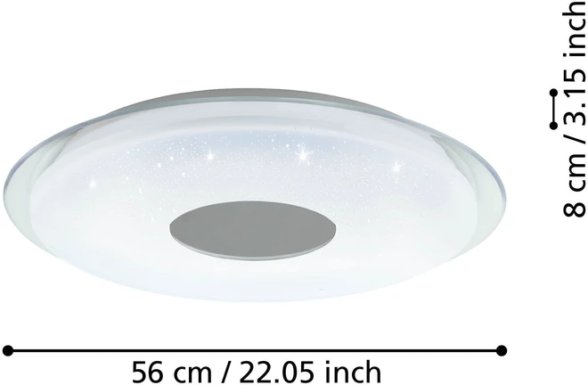 „Eglo Totari-Z“ išmanusis lubinis šviestuvas Ø56 – chromo ir baltos spalvos su krištolo efektu – „Zigbee“ ir „Bluetooth“
