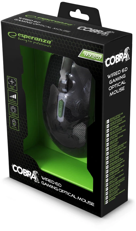 Žaidimų pelė Esperanza MX207 Cobra EGM207G Žalia