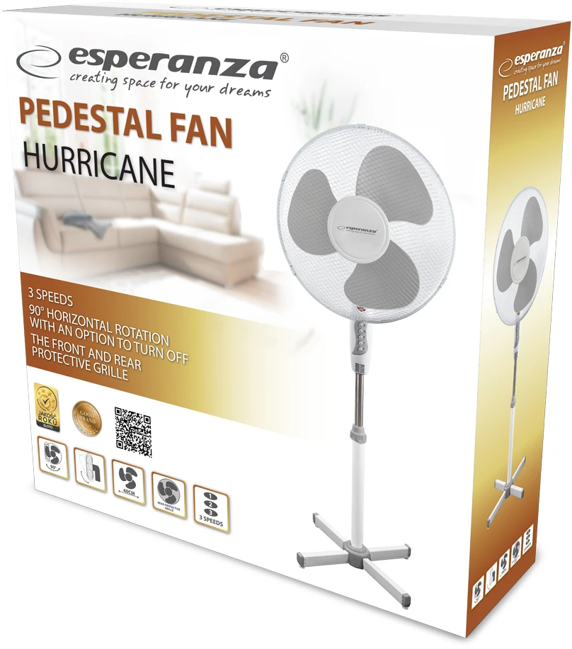 ESPERANZA ventiliatorius HURRICANE EHF001WE (baltas/pilkas)