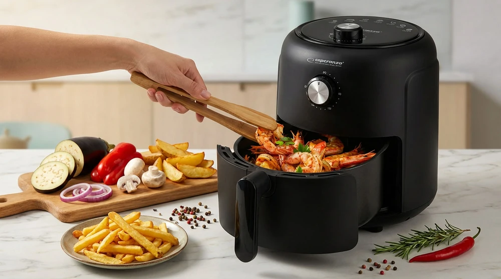 Esperanza EKA001 Riebalų neturinti gruzdintuvė 2,6L 1000W Juodas