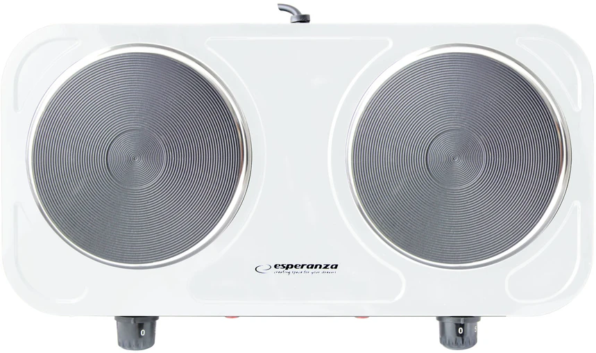 Buitinė Technika - Esperanza COTOPAXI 2 Zonos Elektrinė Viryklė 1000W Balta