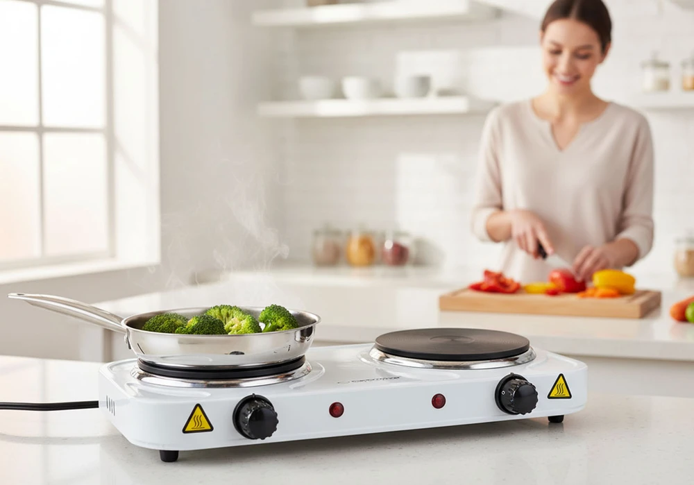 Buitinė Technika - Esperanza COTOPAXI 2 Zonos Elektrinė Viryklė 1000W Balta