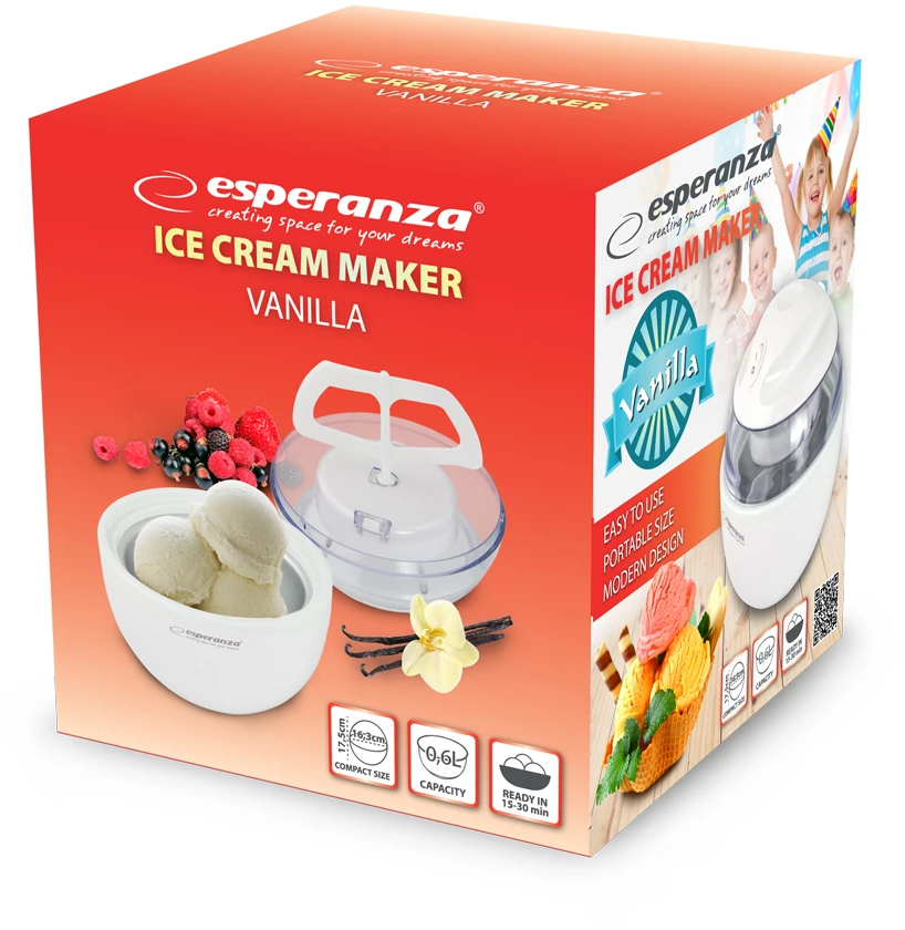 EKI001 Esperanza vanilinių ledų gaminimo aparatas, baltas