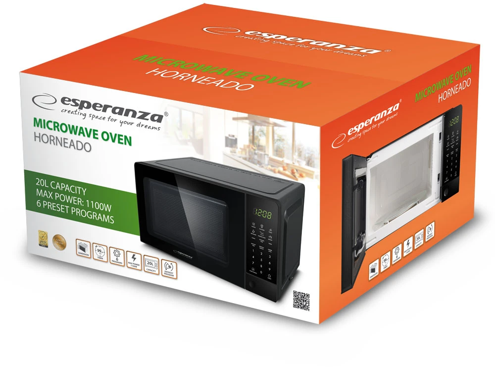 Mikrobangų Krosnelė - Esperanza EKO009 20L 700W Juoda