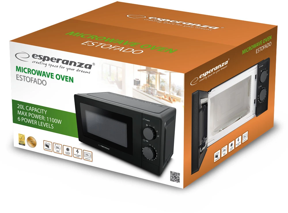Mikrobangų Krosnelė - Esperanza ESTOFADO 20L 700W Solo Juoda