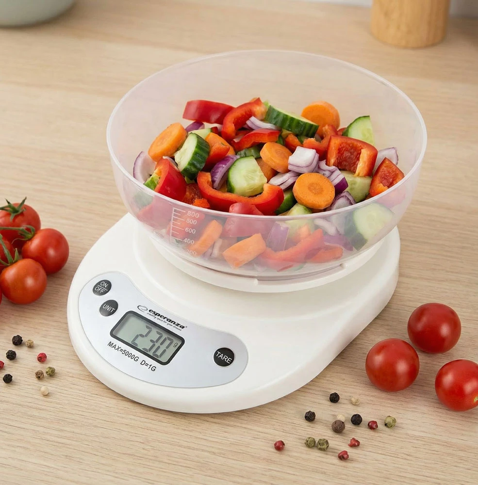 Virtuvinės svarstyklės Virtuvinė Skalė - Esperanza EKS007 5kg Talpa Taro Funkcija Elektroninė Balta