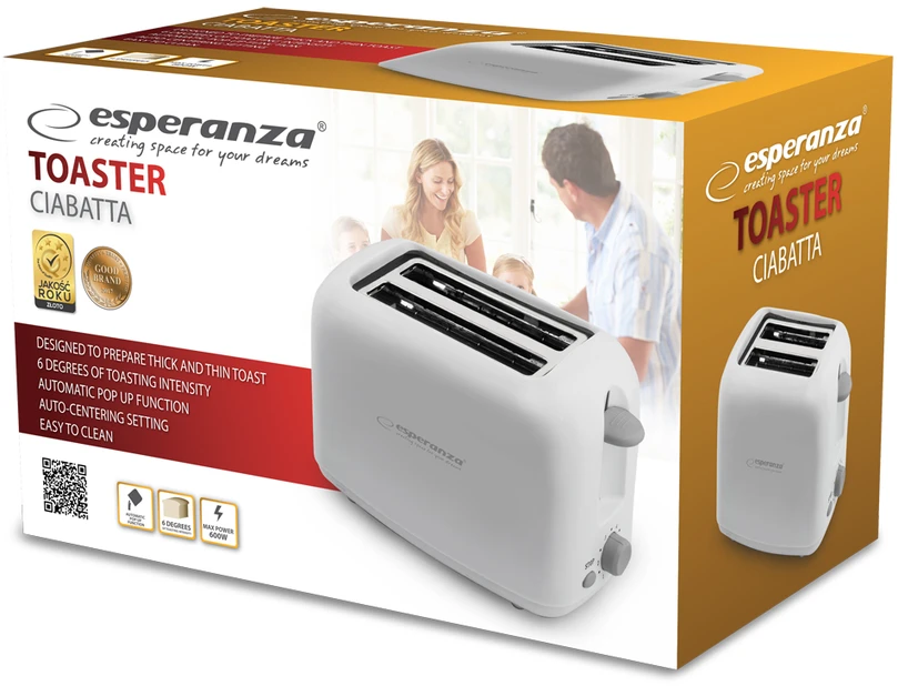Sumuštinių keptuvas Toaster Esperanza Ciabatta EKT002 (600W, baltos spalvos)