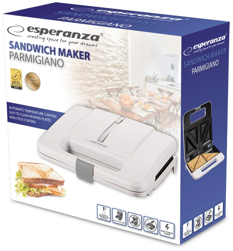Sumuštinių keptuvas Sumuštinių Keptuvė - Esperanza EKT010W 1000 W, Balta