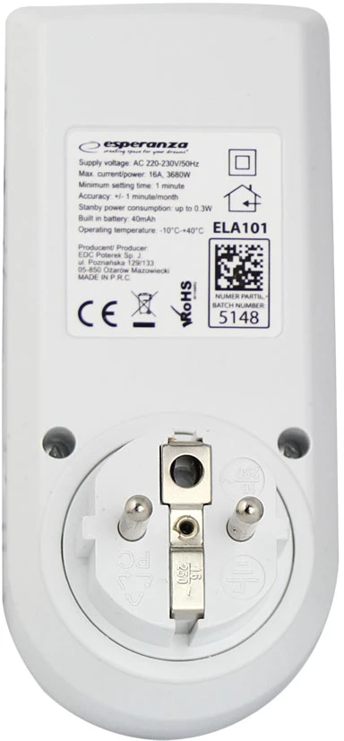 Lubinis šviestuvas Esperanza ELA101 Electronic digital Timer
