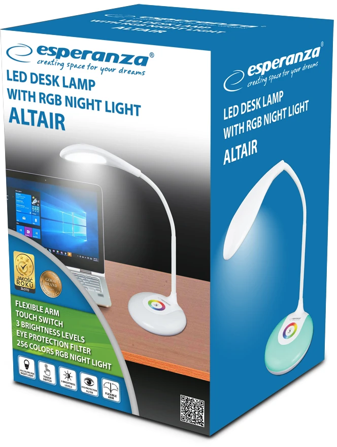 Stalo Lempa - Esperanza ELD102 3W LED Jutiklinis Valdymas Lankstus Rankos Baltas