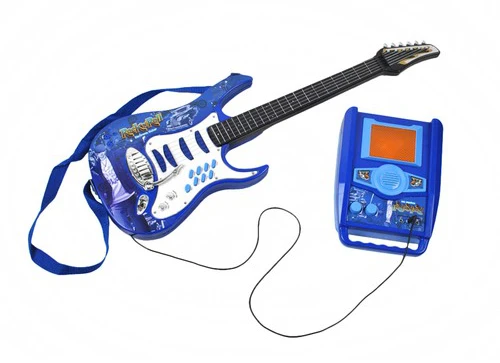 Žaislinė elektrinė gitara su mikrofonu ir stiprintuvu Iso Trade mx-17366, mėlyna