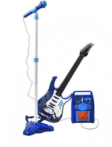 Žaislinė elektrinė gitara su mikrofonu ir stiprintuvu Iso Trade mx-17366, mėlyna