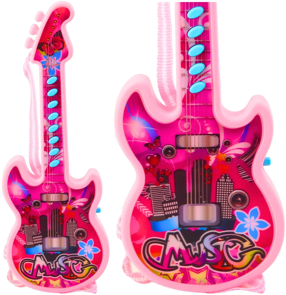 Lean Toys Vaikiška žaislinė gitara su melodijomis ir solmizacijos diapazonu, 29x10.5x2 cm