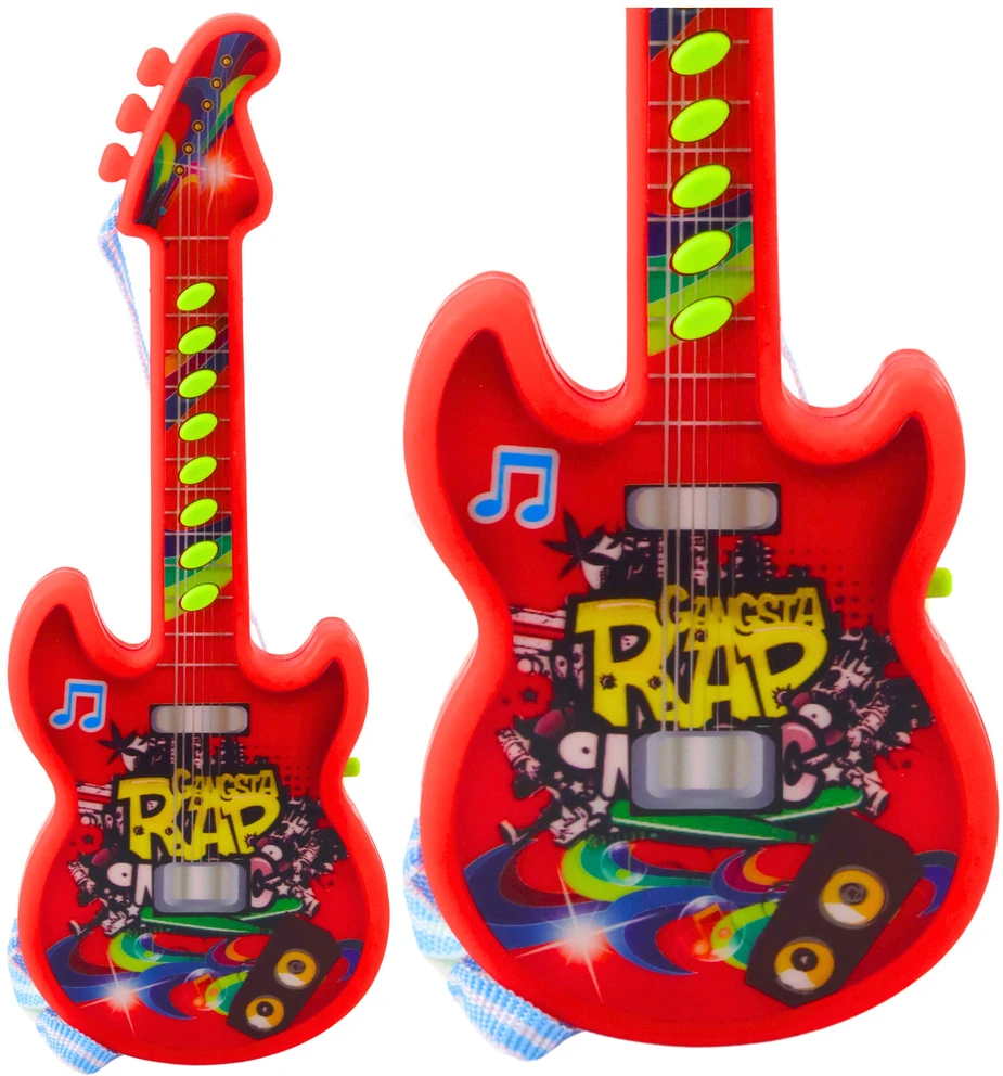 Lean Toys Vaikiška žaislinė gitara su melodijomis, raudona