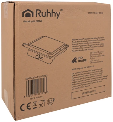 Ruhhy 26176 2000W Electric Grilis/Toaster