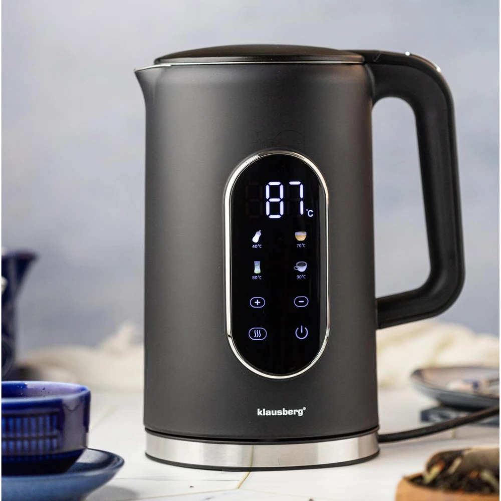 Virdulys, Elektrinis virdulys, juodas, su LED skydeliu, 1,7 l, Klausberg, kb-7891