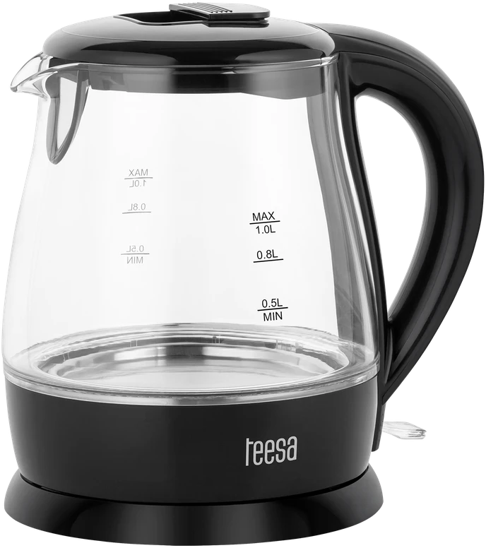 TEESA elektrinis virdulys, stiklas, 1650 W, juodas, 1 L