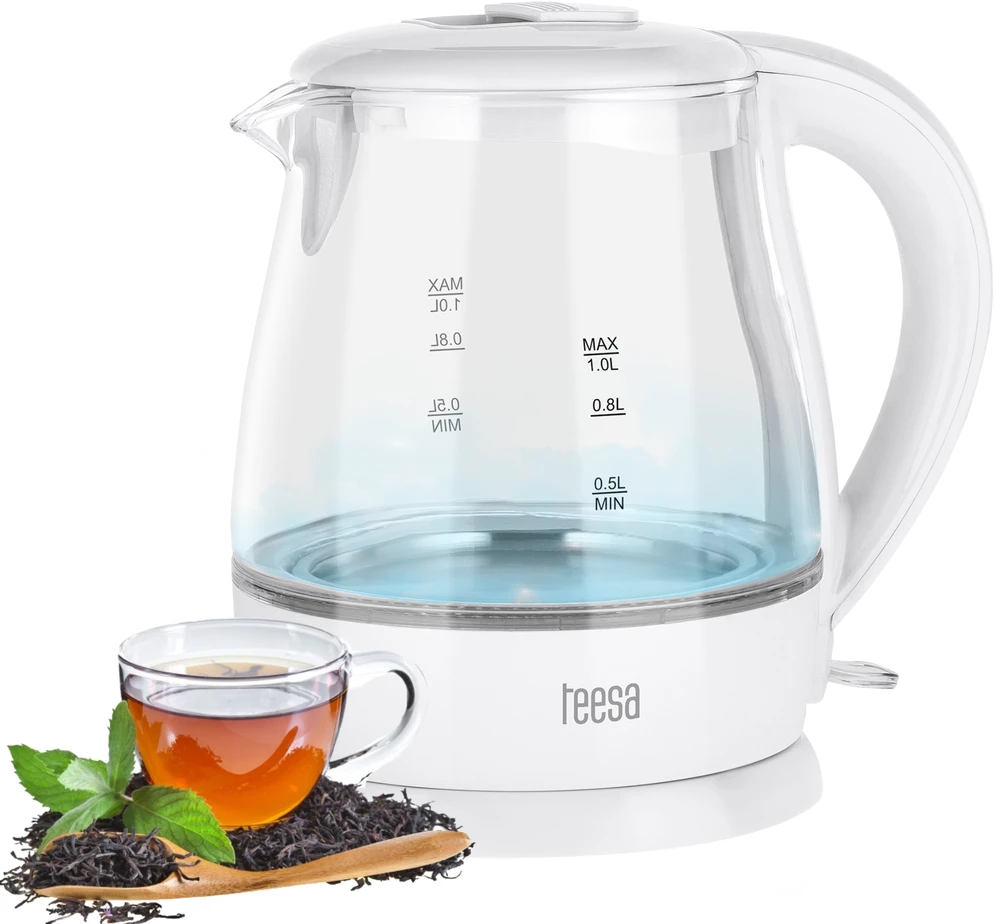 TEESA elektrinis virdulys, stiklinis, 1650 W, baltas, 1 L