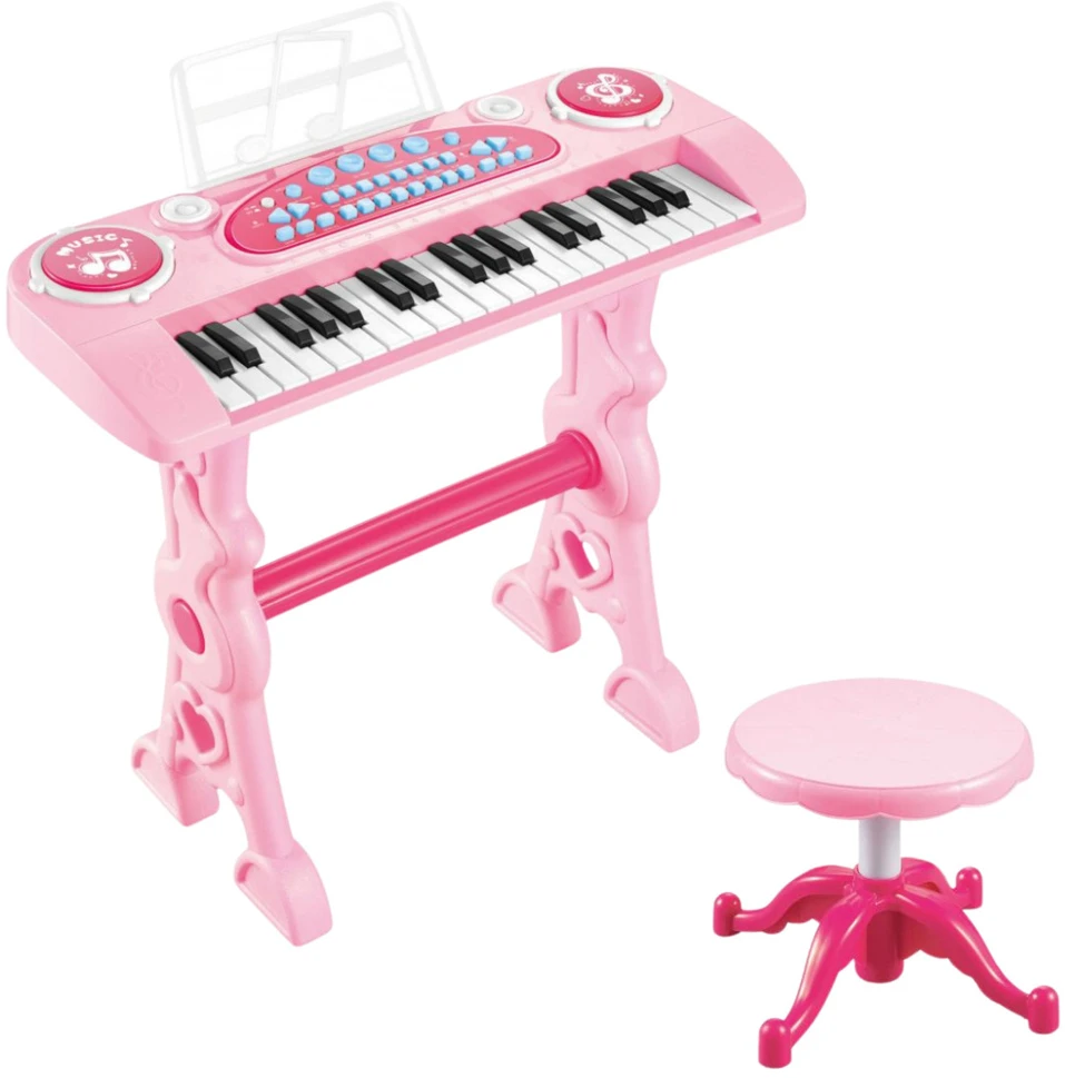 Lean Toys Elektroninis pianinas vaikams su mikrofonu, 37 klavišai, rožinis