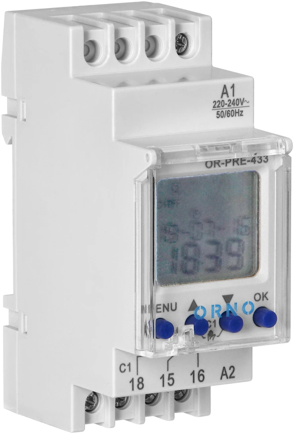 Orno Elektroninis Elektroninis laikmatis, 52 programos, 3 meniu kalbos, 2 moduliai, DIN TH-35mm