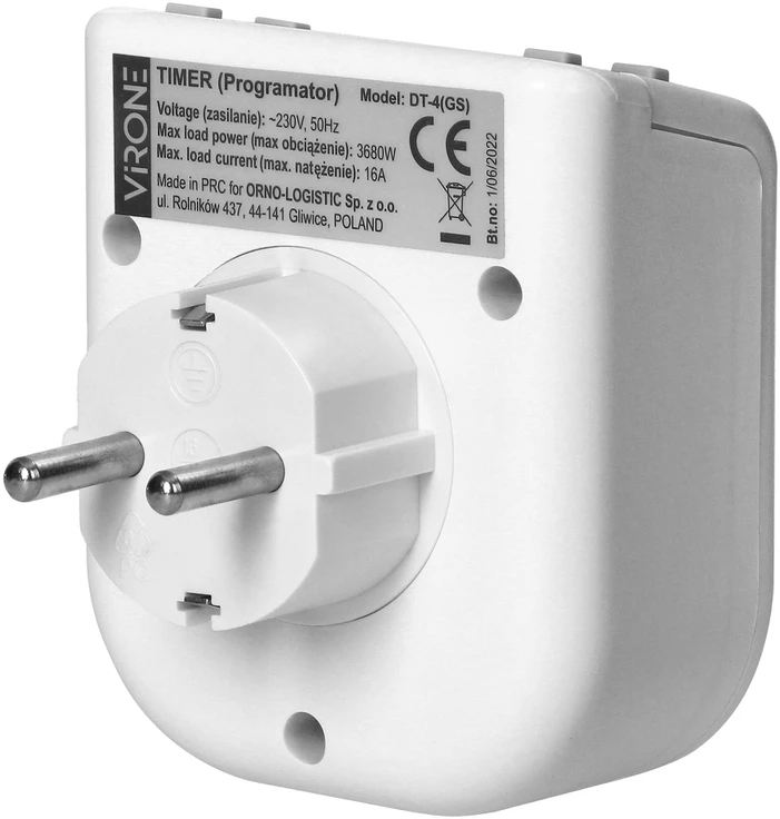 Elektroniczny Elektroninis Elektroninis laikmatis su viršutiniu LCD ekranu, 230 V kintamoji srovė, 3680 W, 16 perjungimo taškų, buvimo simuliatorius, „Schuko“ versija