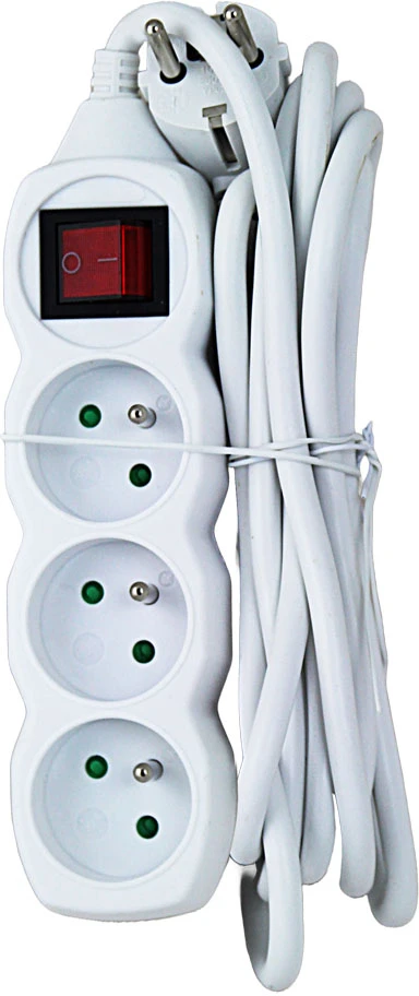 ELK211W Esperanza 3 lizdų maitinimo laidas, 3 m, baltas